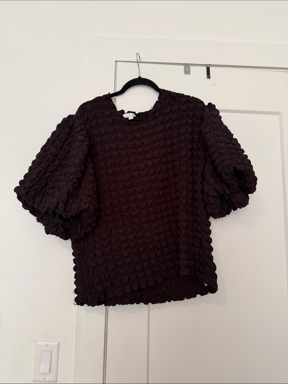 Textured Puff Sleeve Top - black worn once. Anthropologie